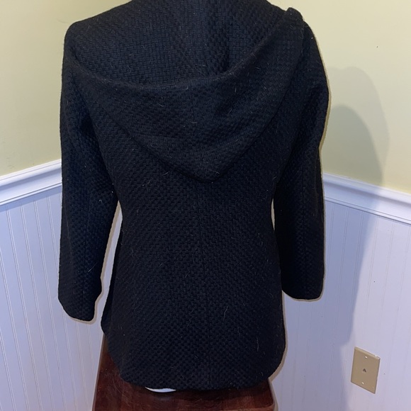 J. Jill Ladies Black Wool Coat. Small. Weave pattern. Single Breasted. - Picture 5 of 8